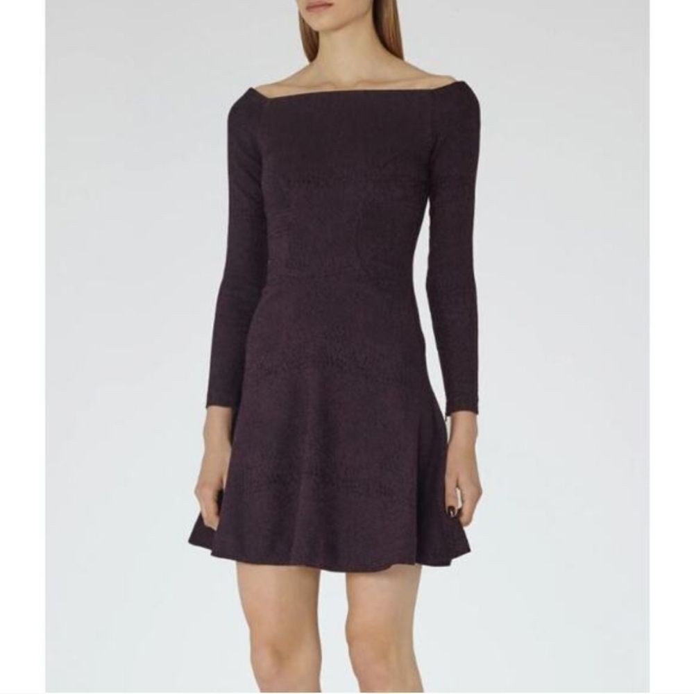 Reiss Tinsel Fit and Flare Dress in Berry Sz 10 NWT